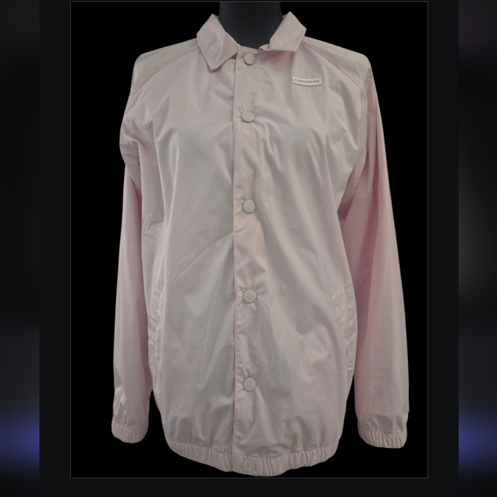 Light Pink Converse Coaches Windbreaker Jacket Snap Front and Arch Logo  YouthXL
